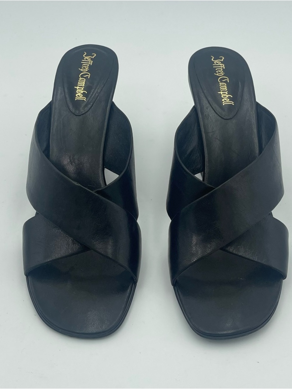 Jeffrey Campbell -SZ 9-Tetra Black Leather Wedge Cross Straps Sandals-MSRP $165